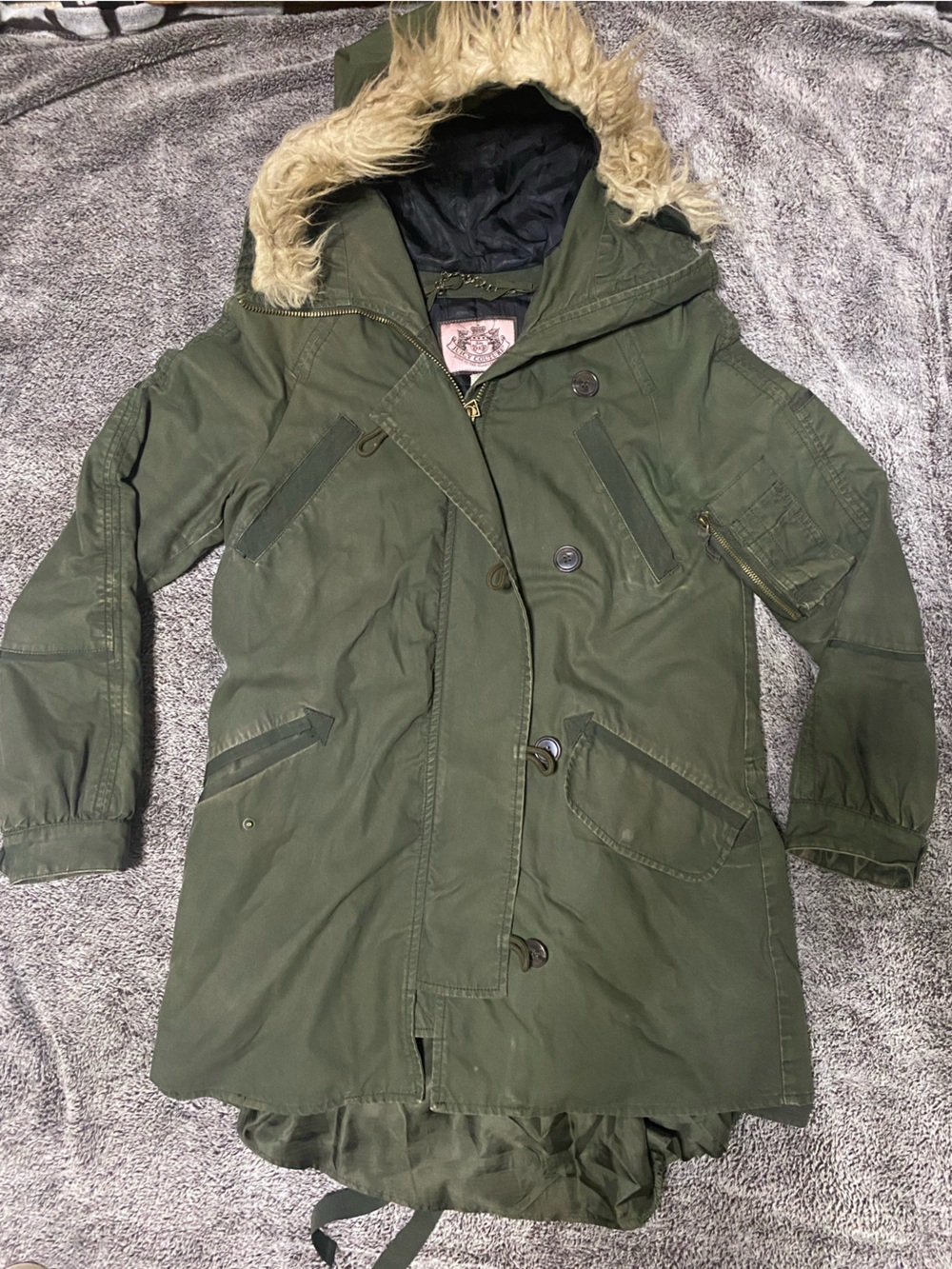 VTG Juicy Couture Parka Coat with Faux Fur Hood